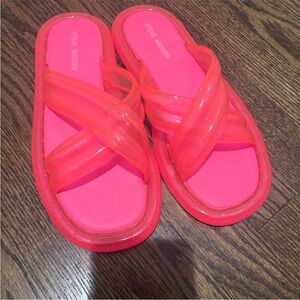 Steve Madden Wallis Pink Jelly Sandal - Highlighter Neon Pink NWT